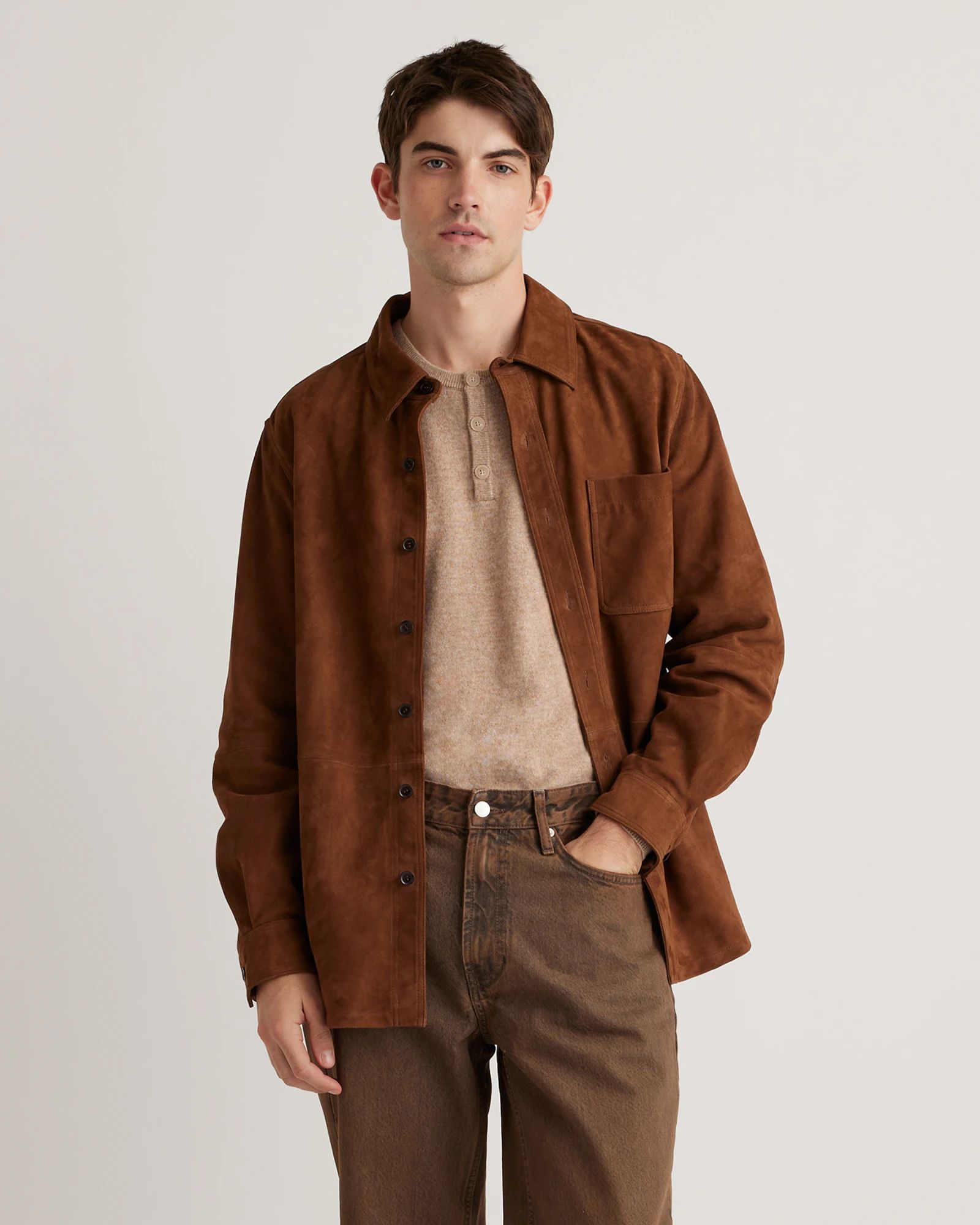 100% Suede Overshirt | Quince