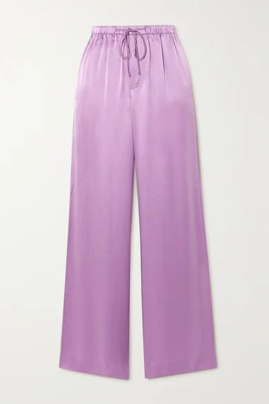 Vince - Silk-satin Wide-leg Pants - Lavender | NET-A-PORTER (US)