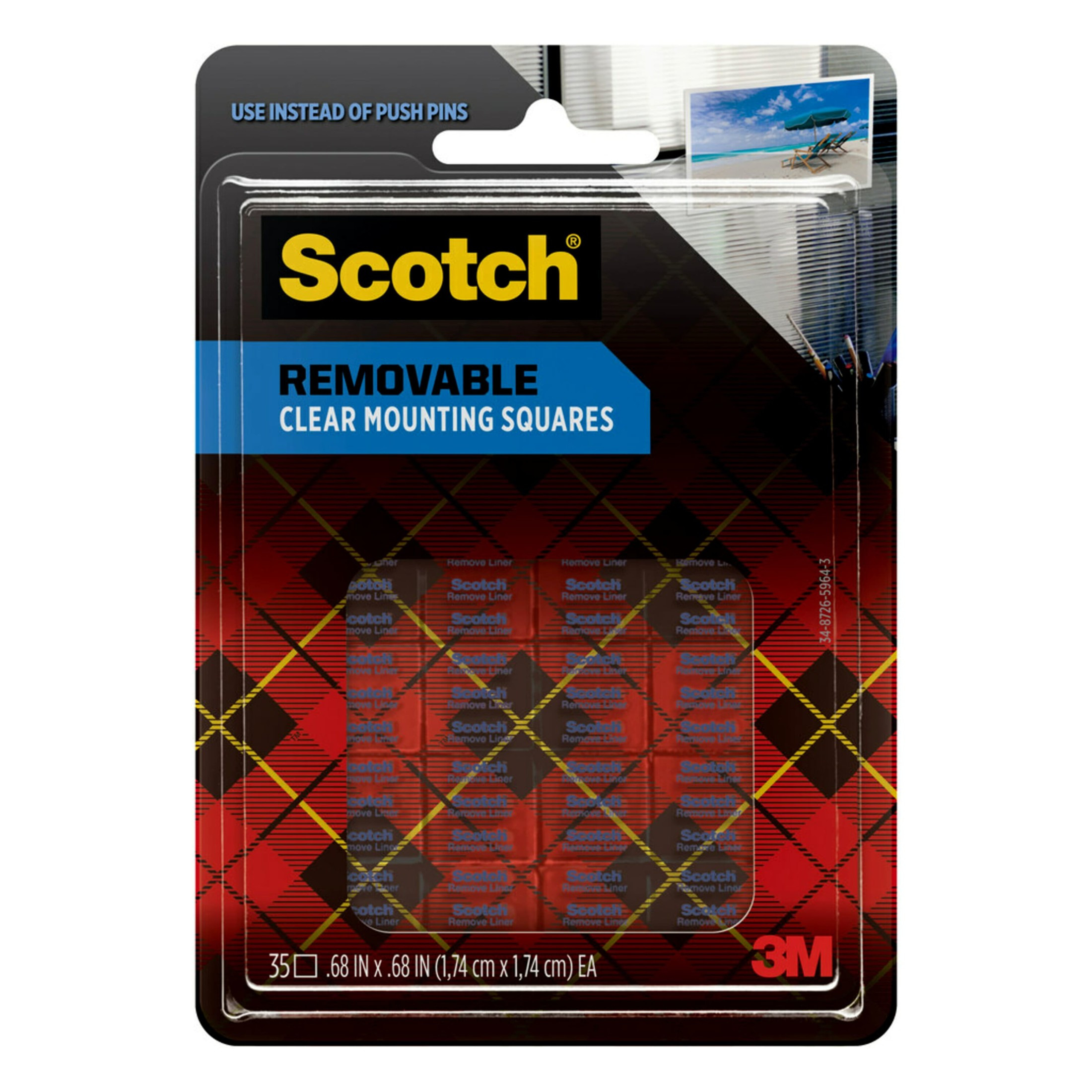 Scotch™ Removable Clear Double-Sided Mounting Squares, 11/16 in x 11/16 in, 35 Squares/Pack | Walmart (US)