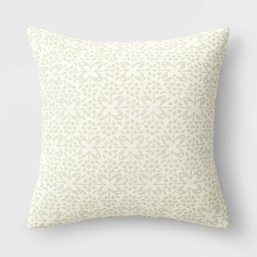 Oversized Woven Tile Square Throw Pillow Green - Threshold | Target