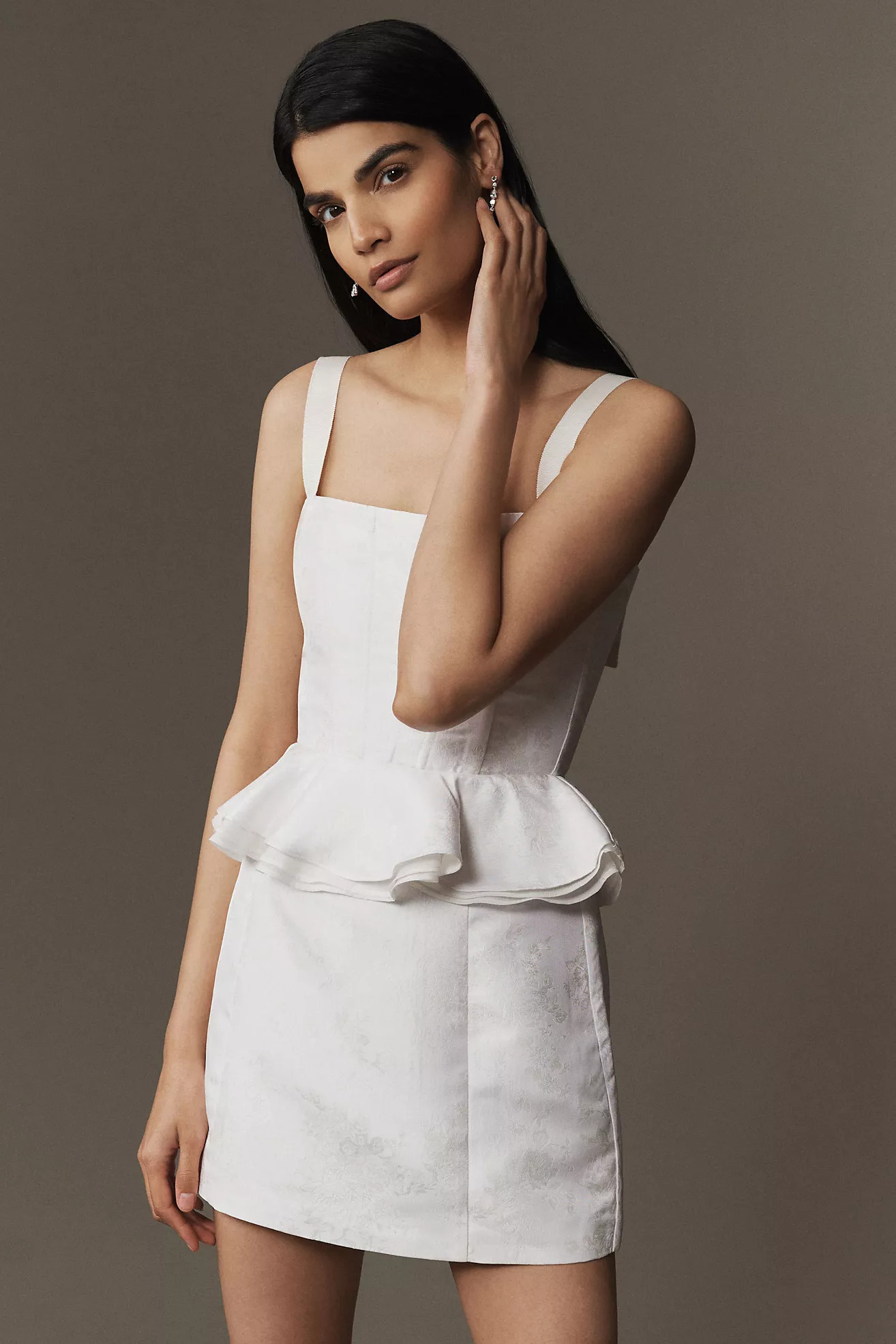 V. Chapman Winter Sleeveless Peplum Brocade Mini Dress | Anthropologie (US)