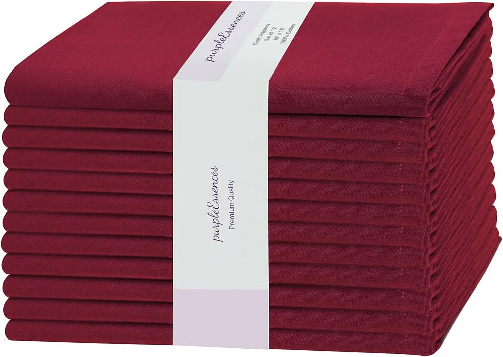 PurpleEssences Set of 12 Cloth Dinner Napkins 100% Cotton 18x18 - Soft Durable Washable - Ideal f... | Amazon (US)