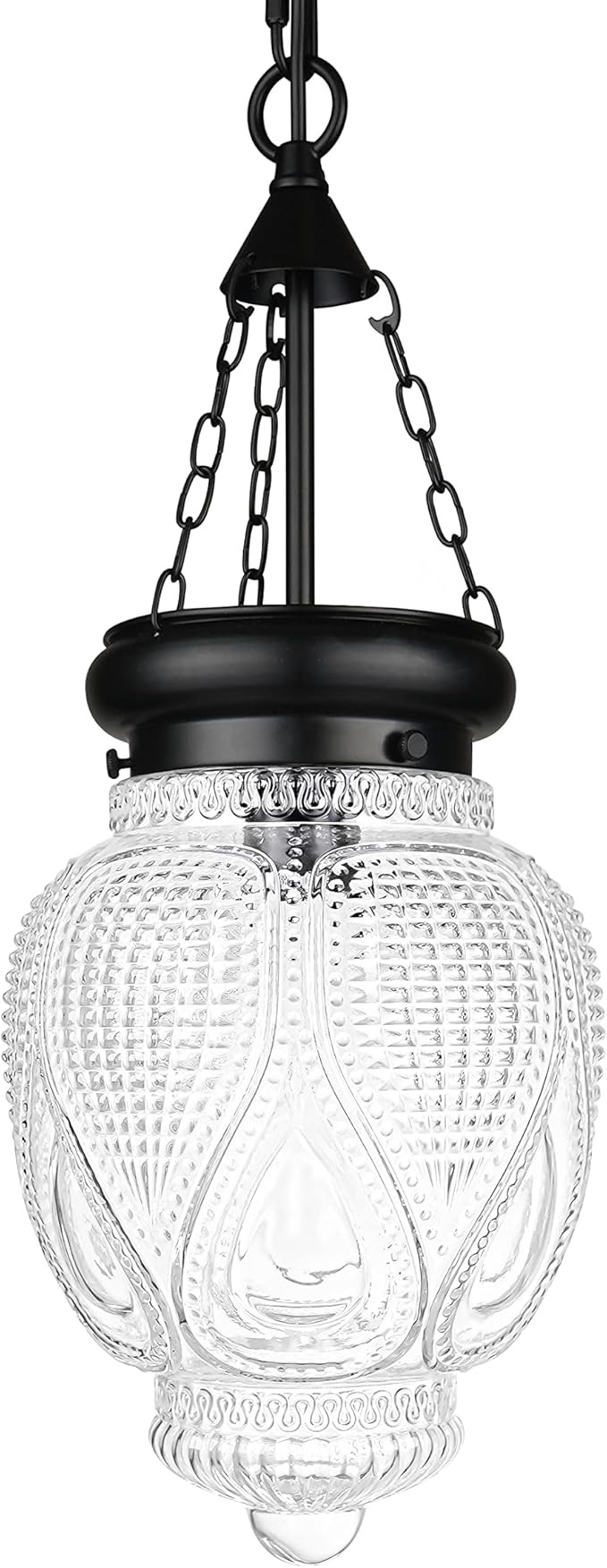 DSMJFU Black Glass Ceiling Pendant Light Kitchen Island Lighting Farmhouse Vintage Hanging Light ... | Amazon (US)