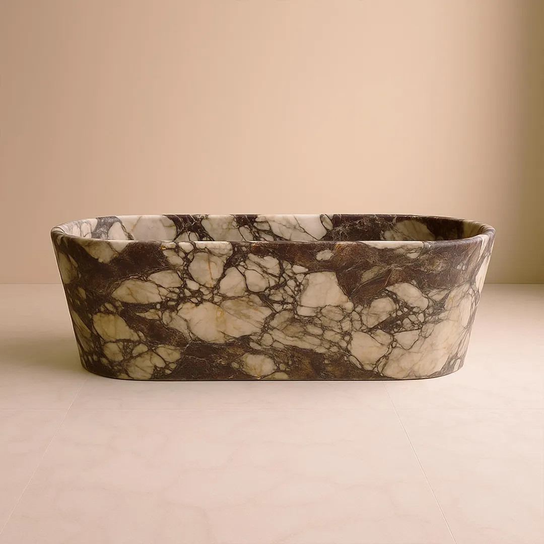 Handcrafted Calacatta Viola Marble Bathtub: Freestanding Stone Spa Tub | Etsy (US)