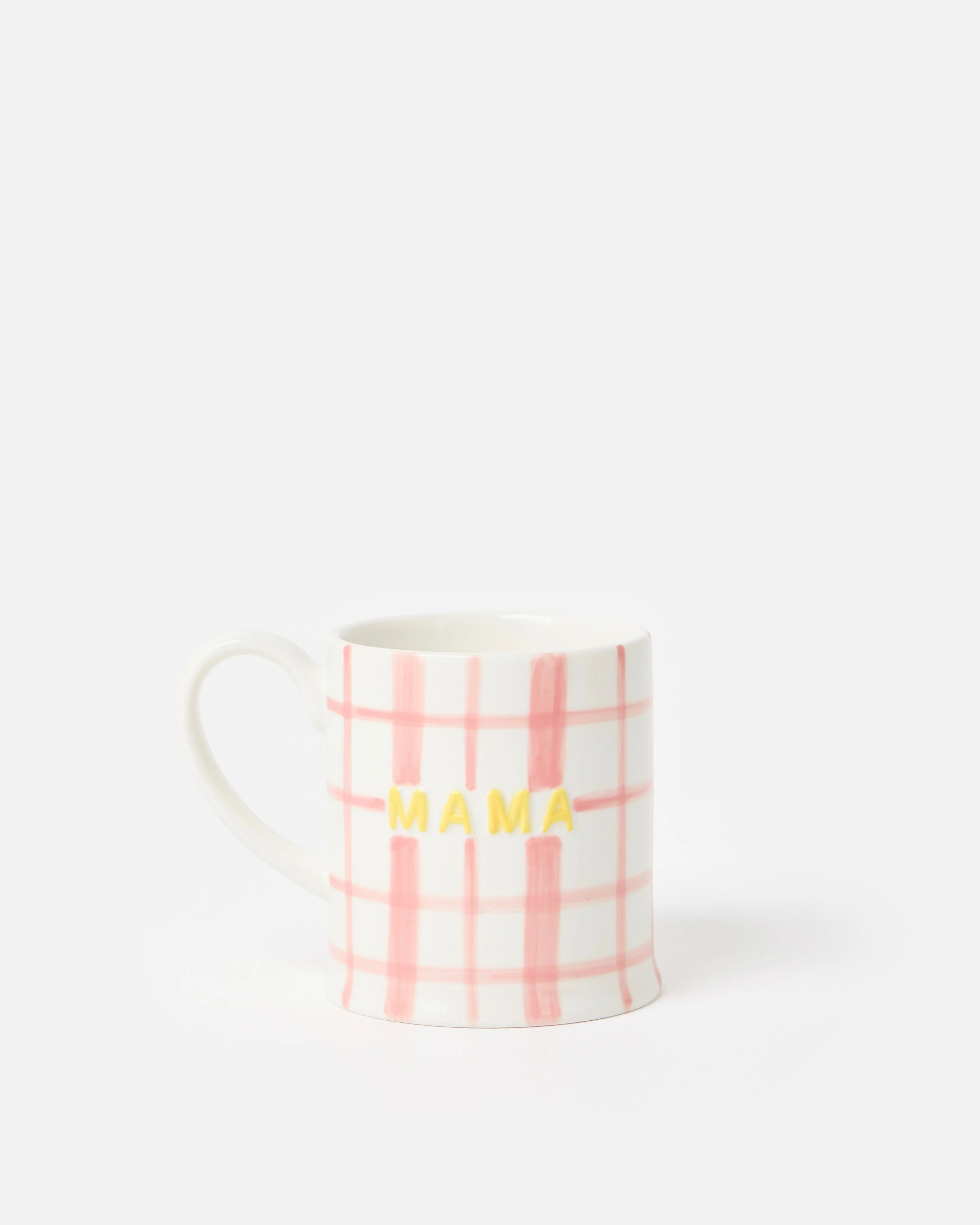 Pink & Yellow Check Ceramic Mama Mug | Oliver Bonas | Oliver Bonas (Global)