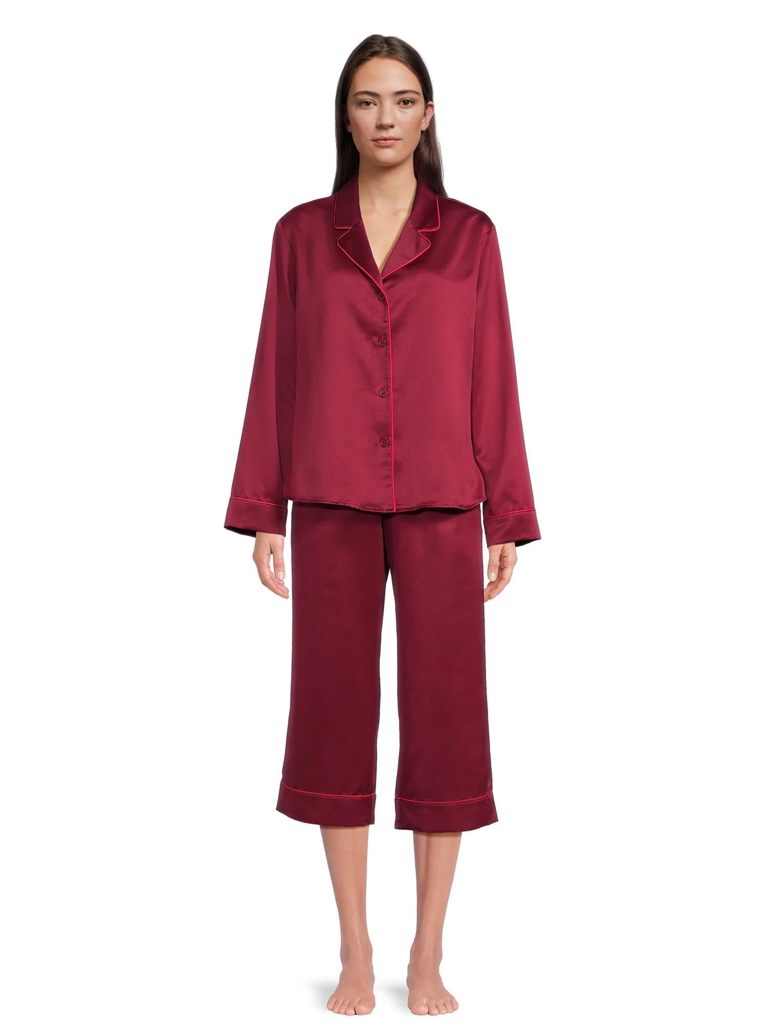 The Pioneer Woman Long Sleeve Satin Top and Pants Pajama Set, Women’s, 2-Piece | Walmart (US)