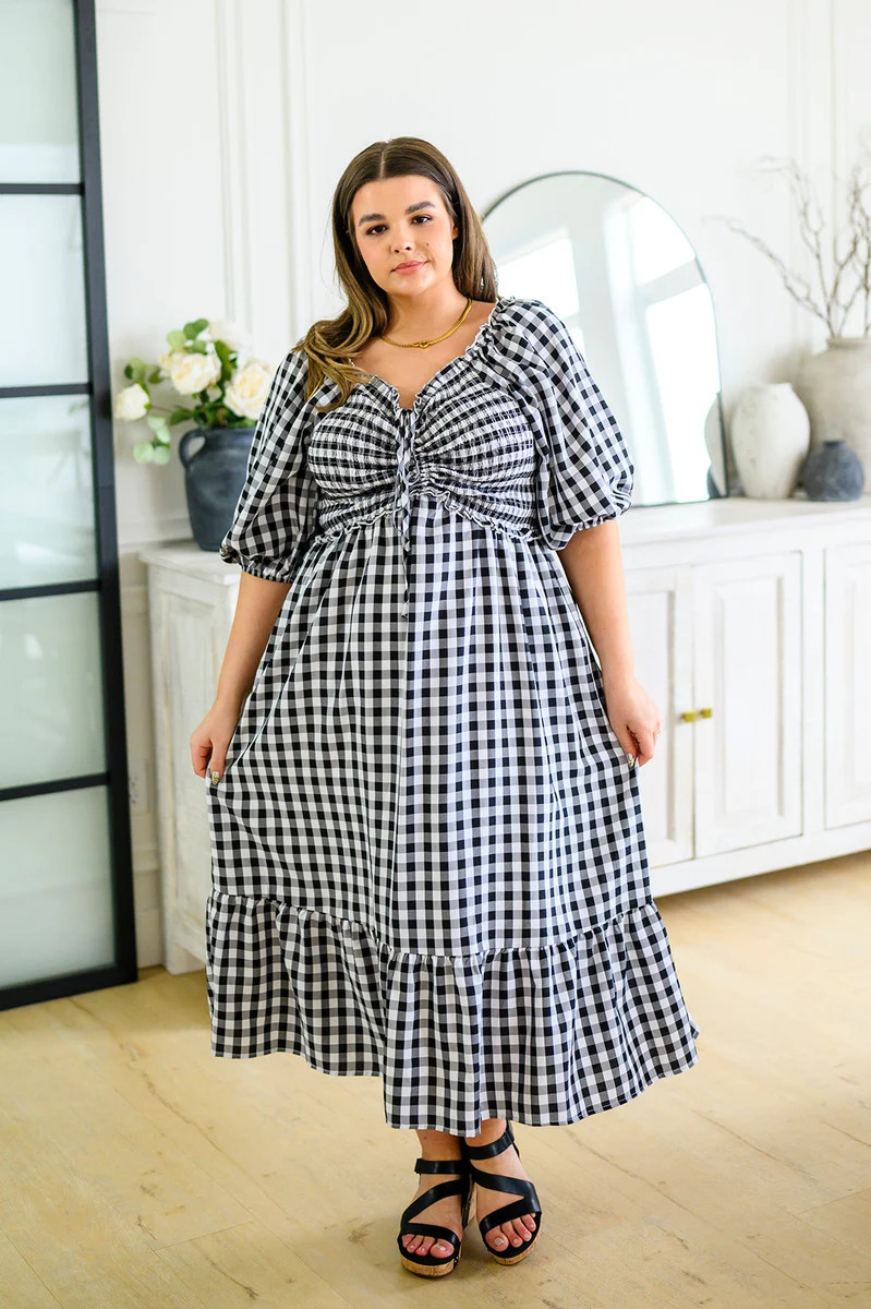 Greenville Gingham Midi Dress - Casual Chic Boutique | Casual Chic Boutique