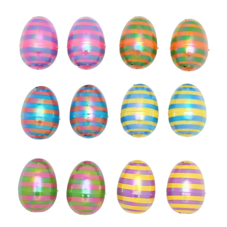 Multicolor Iridescent Stripe Eggs, 2", 12 Count, Easter by Way To Celebrate | Walmart (US)