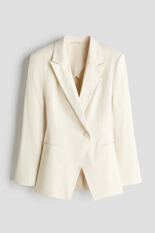 H & M - Easy Care Slim-Fit Linen-Blend Blazer - Cream | H&M (US + CA)