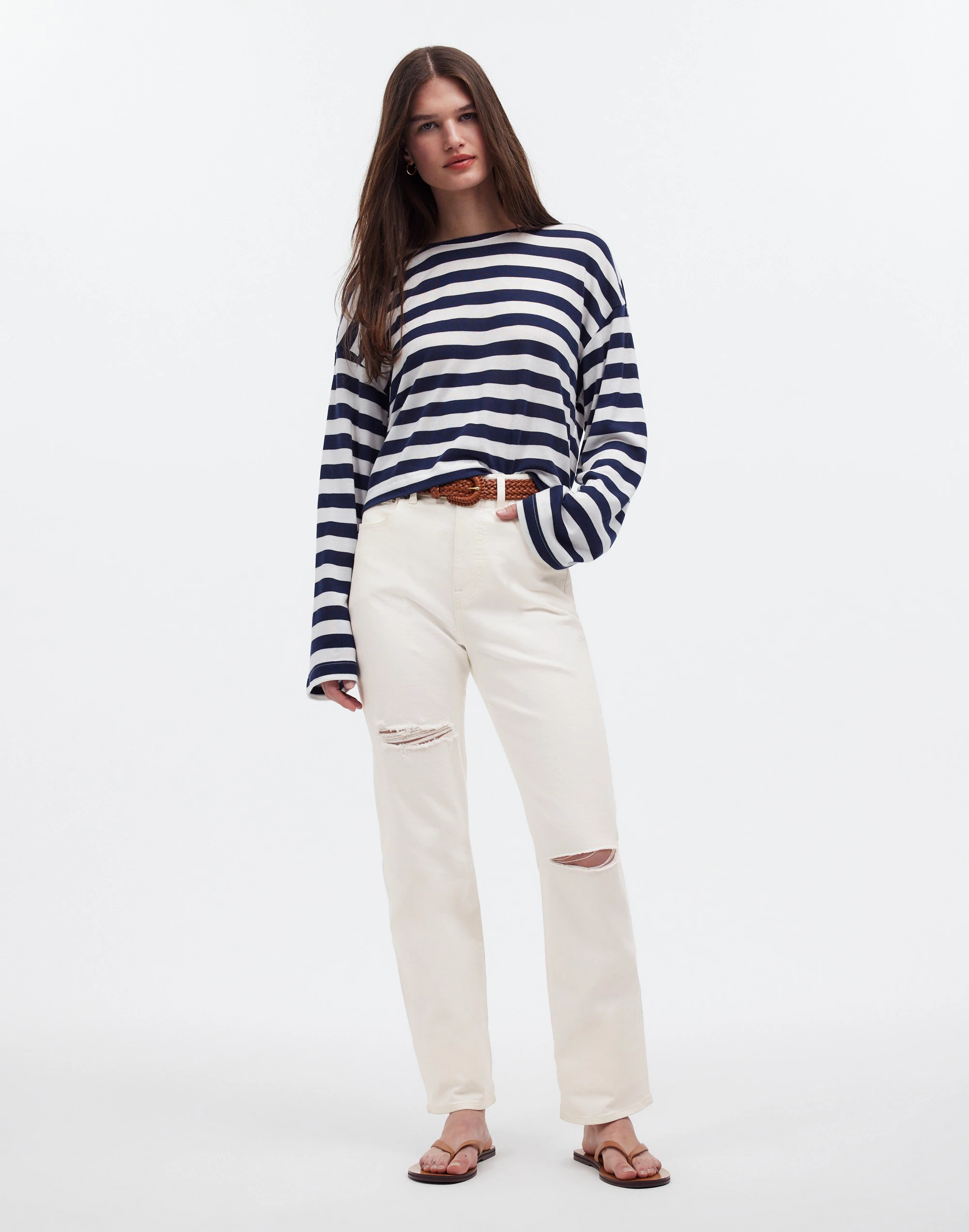 The Petite '90s Straight Jean in Tile White: Ripped Edition | Madewell