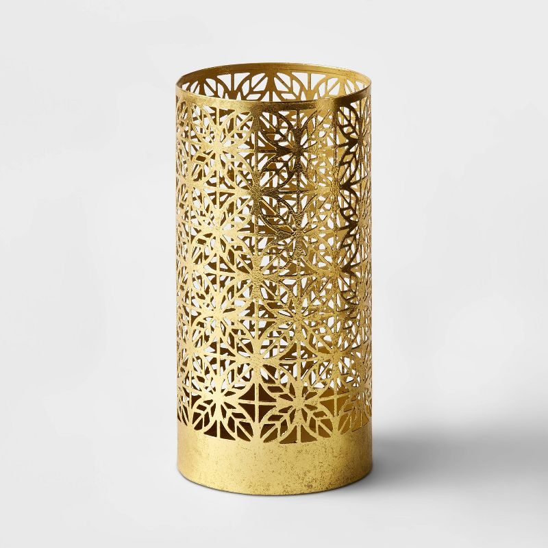 8"x4" Votive Metal Perforated Hurricane Candle Holder Gold - Wondershop™ | Target