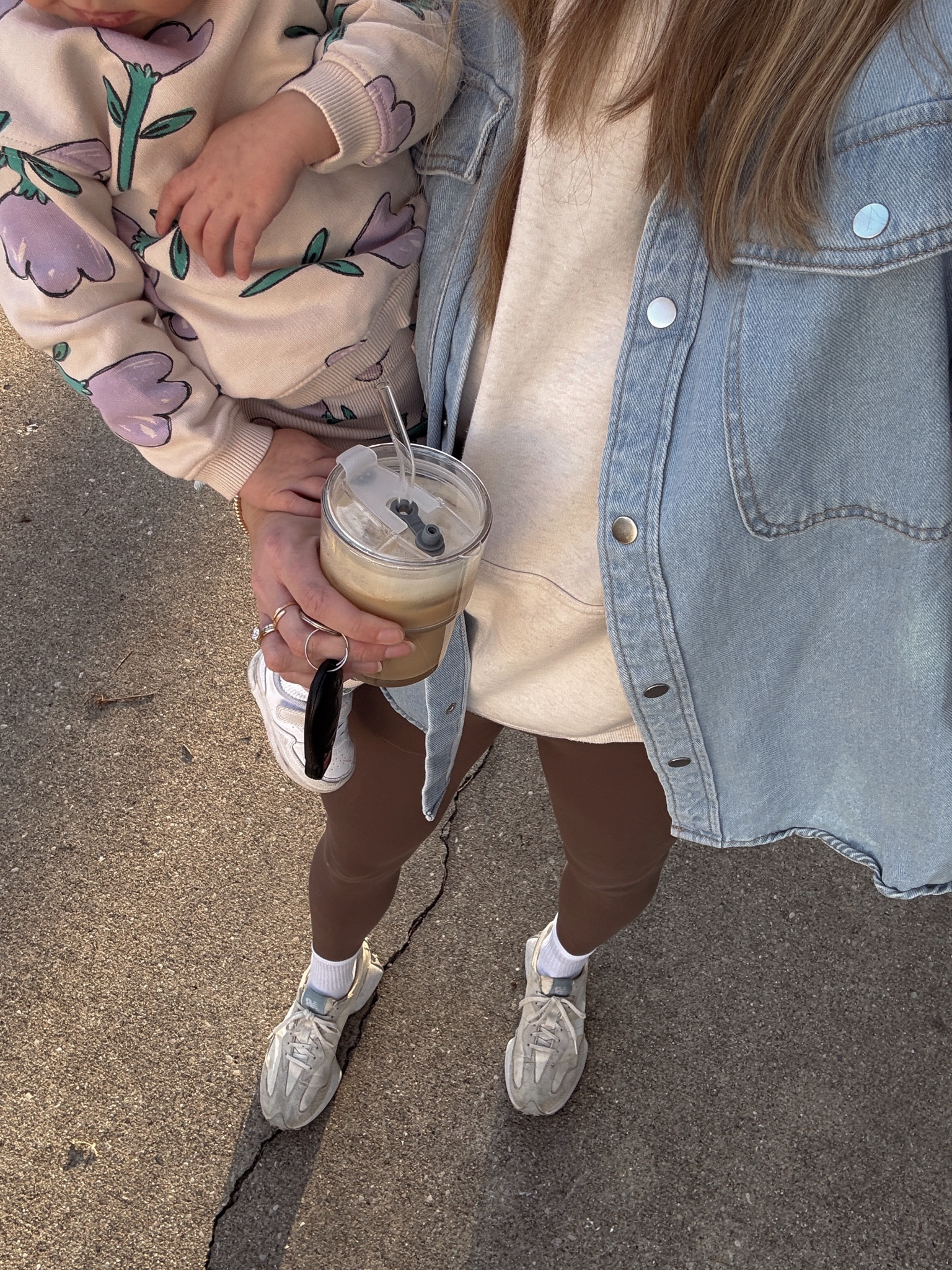 Spring transition comfy mom outfit of the day — linked similar denim shacket! 

#LTKSeasonal #LTKFindsUnder100 #LTKStyleTip