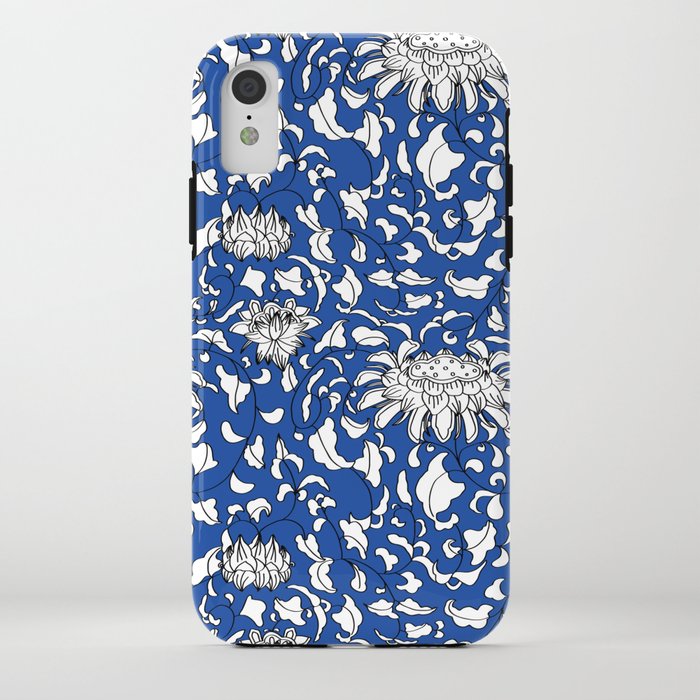 Chinoiserie Vines in White + Navy Blue iPhone Case | Society6