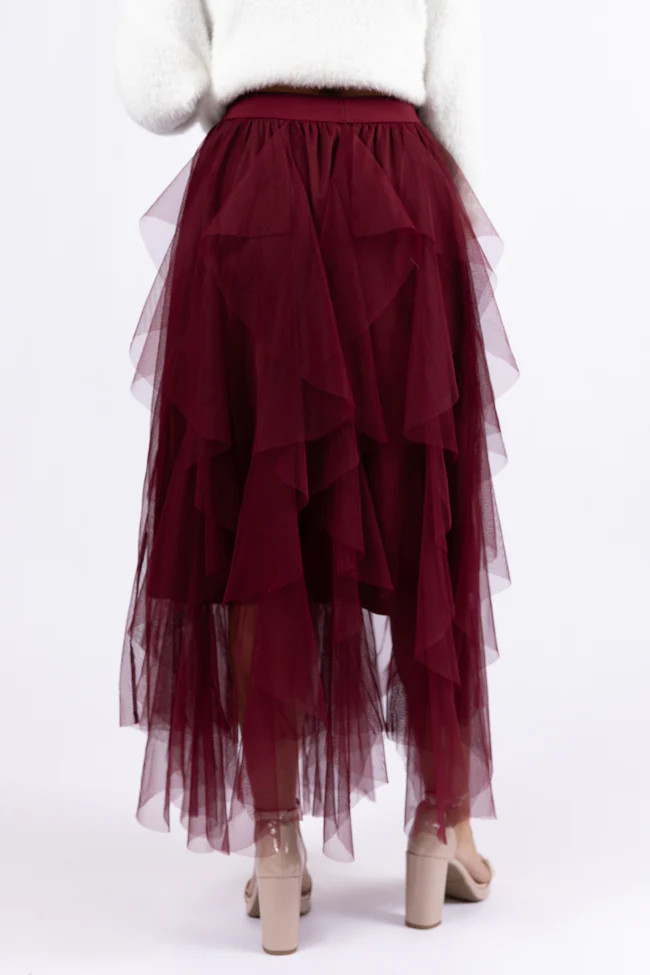 Magical Feeling Wine Tulle Maxi Skirt FINAL SALE | Pink Lily