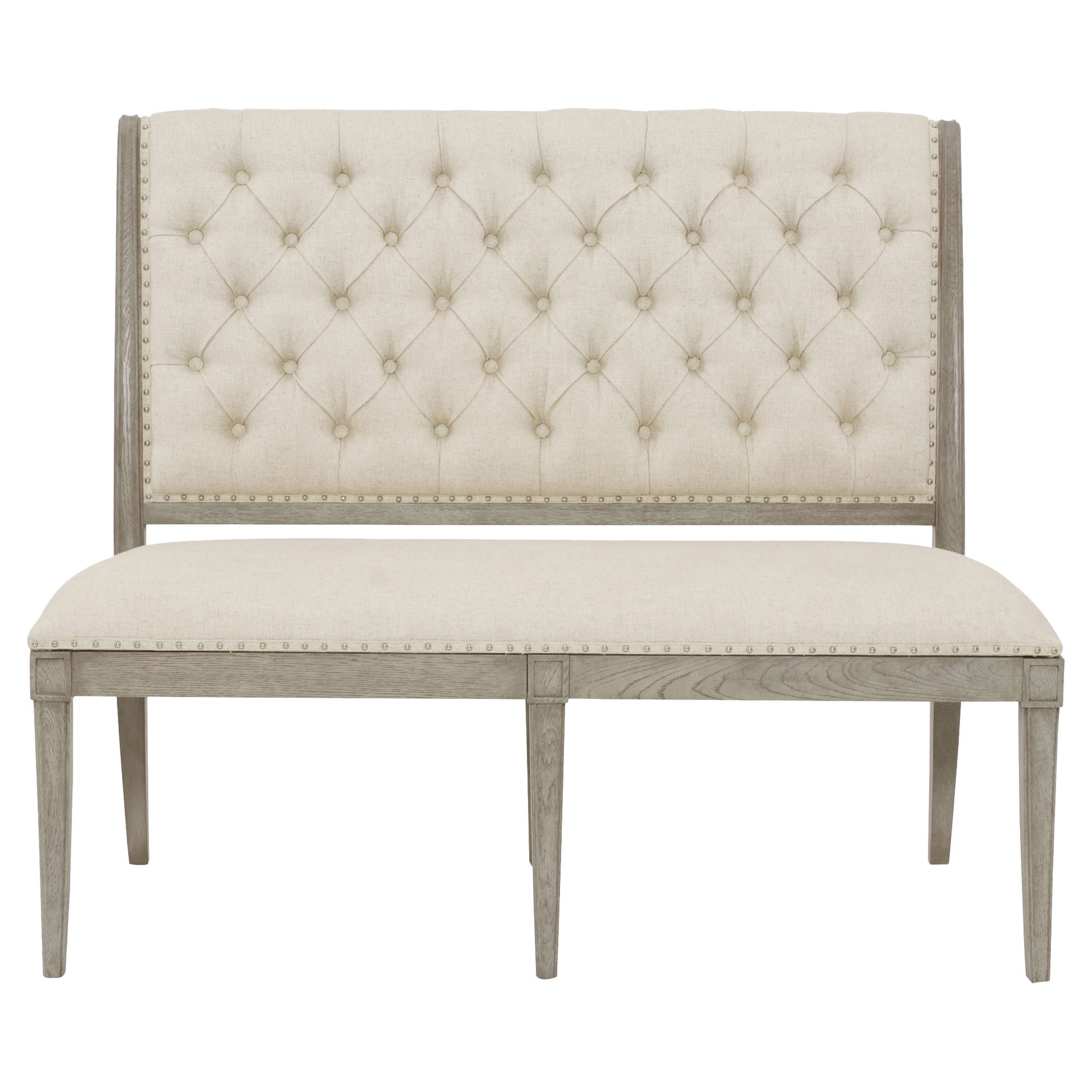 Michaela French Country Wood Upholstered Button Tufted Dining Banquette Bench | Kathy Kuo Home