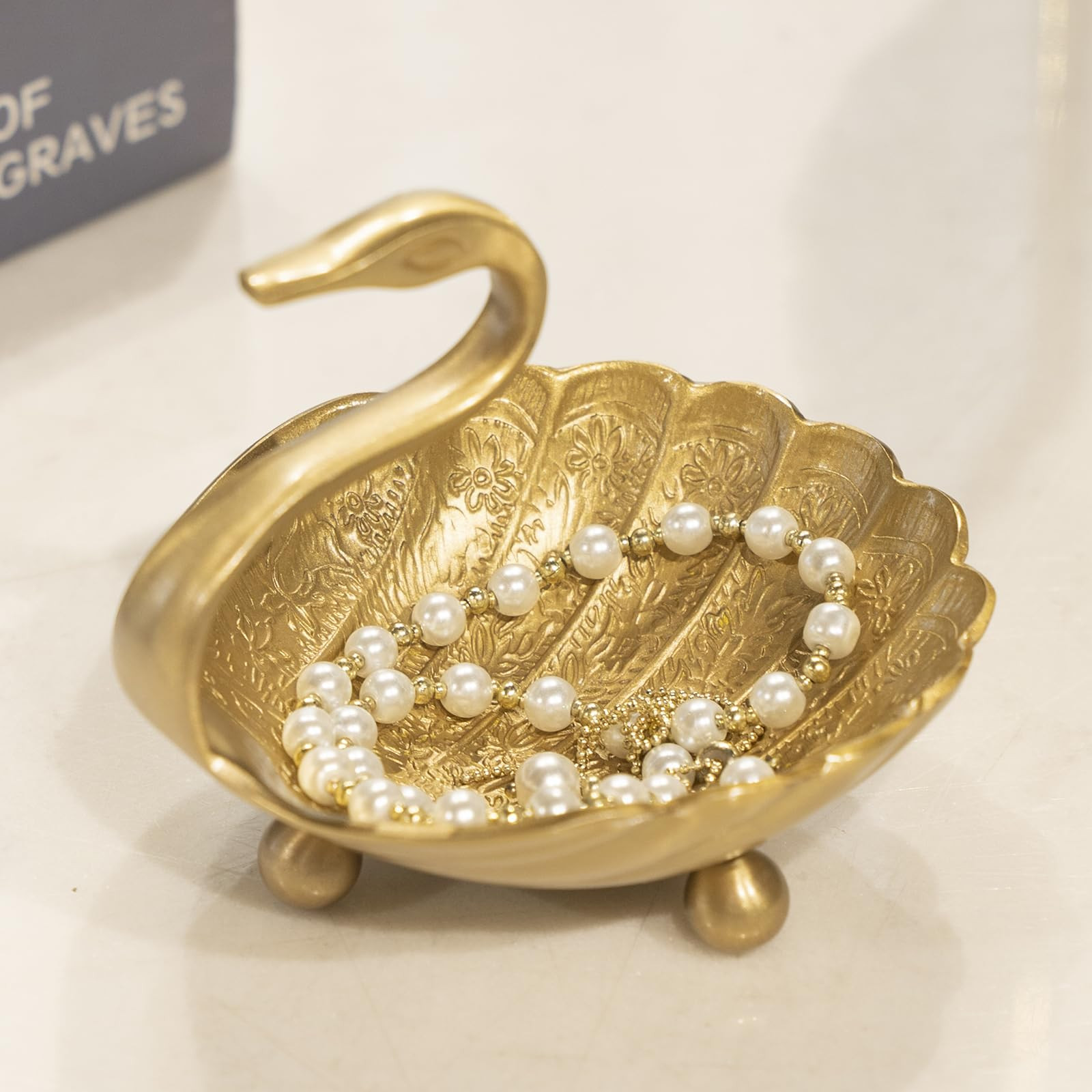 Swan Brass Jewelry Dish Tray,Gold Decorative Ring and Trinket Holder-Decorative Trinket Dish for ... | Amazon (US)