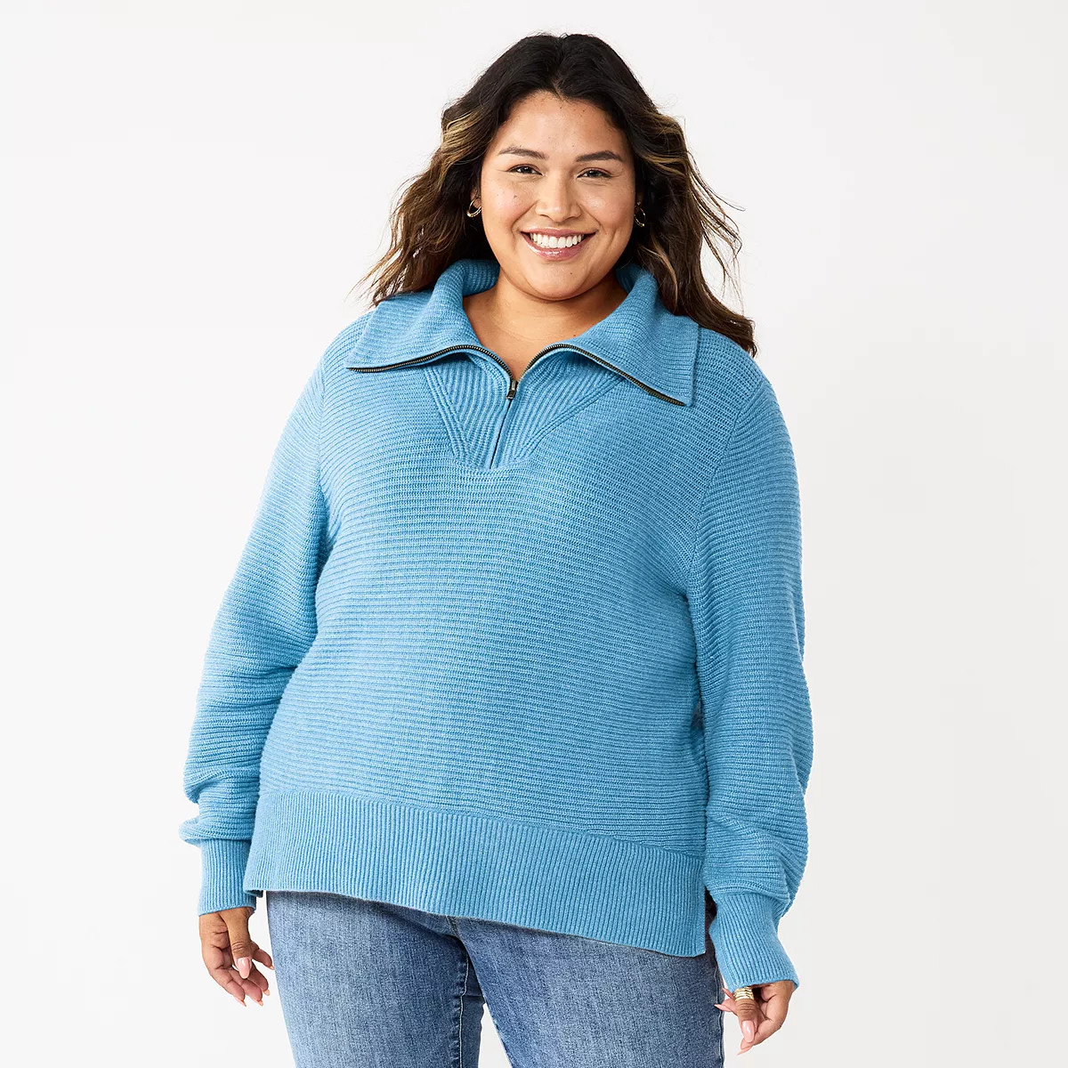 Plus Size Sonoma Goods For Life® Quarter Zip Sweater | Kohl's