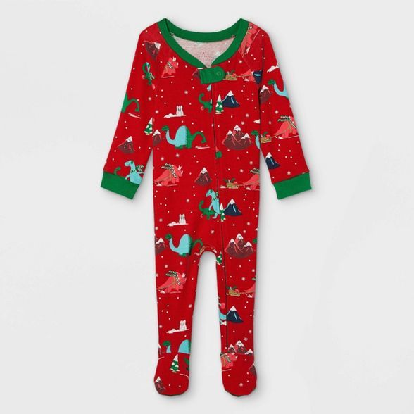 Baby Holiday Dino Print Matching Family Footed Pajama - Wondershop™ Red | Target