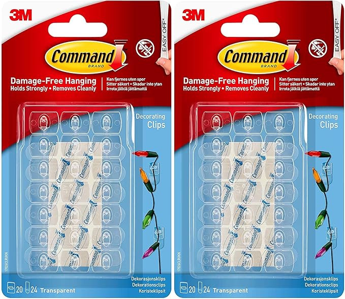 Command Strips 17026clr-Es Clear Decorating Clips 20 Count With Command Adhesive Strips | Amazon (US)