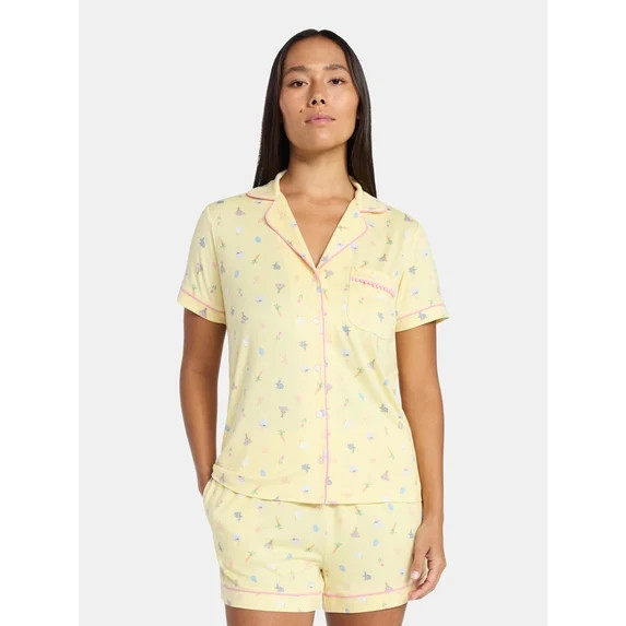 Easter Women's and Women's Plus Notch Collar Top and Shorts Pajama Set from Way to Celebrate, 2-P... | Walmart (US)