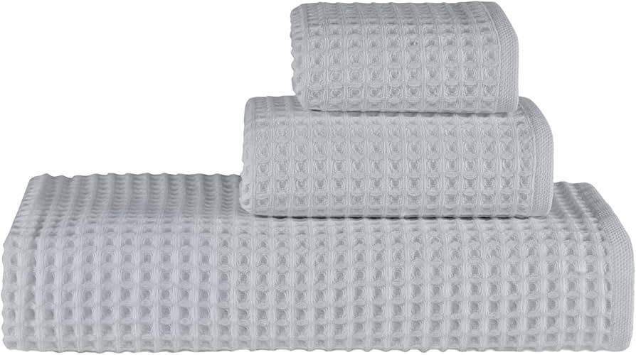 sea me at home Waffle Bath Sheet Set, 100% Turkish Cotton, Includes 1 Bath Sheet, 1 Hand Towel, 2... | Amazon (US)
