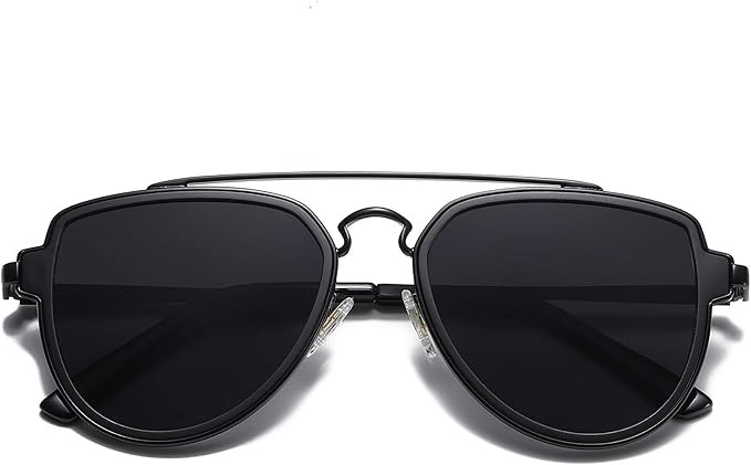 SOJOS Retro Polarized Double Bridge Sunglasses for Men Women Mirrored Lens SJ1051 | Amazon (US)
