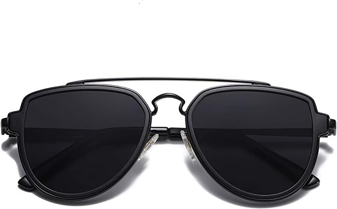 SOJOS Polarized Double Bridge Aviator Sunglasses for Men Women Mirrored Lens SJ1051 | Amazon (US)