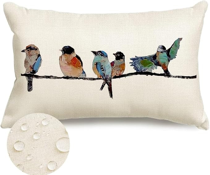 RABUSOFA Outdoor Pillow Covers Waterproof 12x20,Outdoor Bird Lumbar Throw Pillow Cases Small Deco... | Amazon (US)