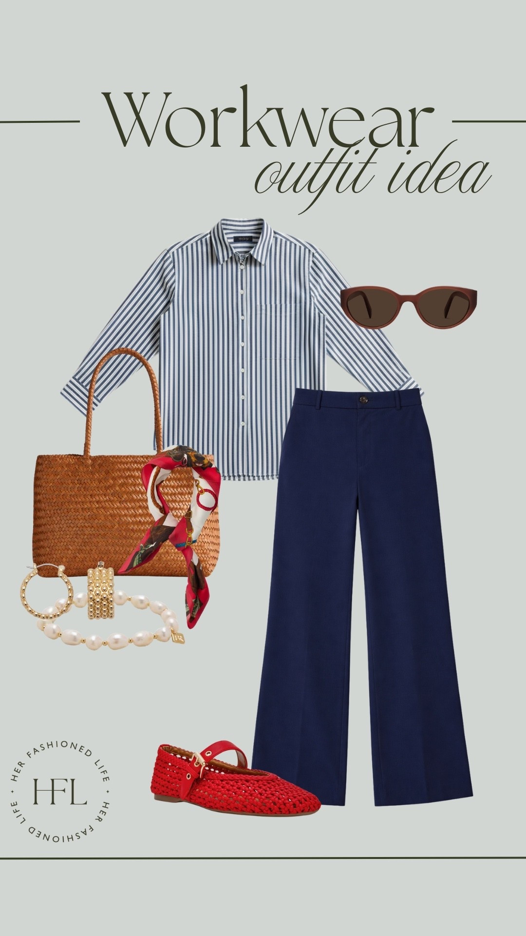 Workwear Outfit Idea - With a little Nantucket vibe 🦀 Notice those flats’ price 😜 

Spanx Code: FASHIONEDLIFEXSPANX

#QuinceFinds #Spanx #WarbyParker  #Madewell #Scarf #Jewelry #RedFlats #ToteBag #MaryJanes #Workwear #OutfitIdea 