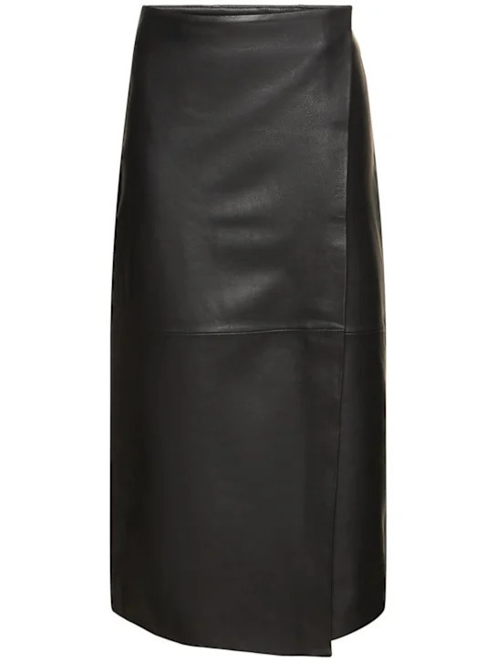 Hedi leather midi wrap skirt | Luisaviaroma