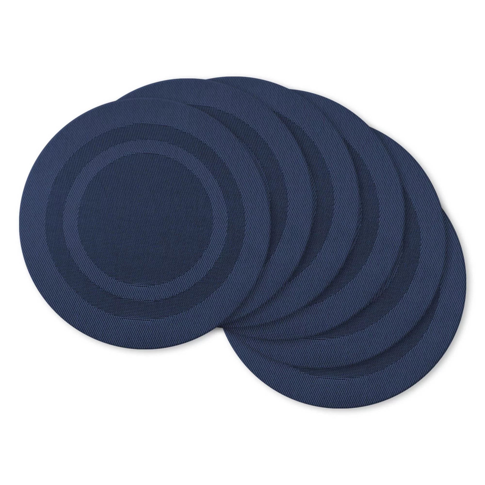 CC Home Furnishings Set of 6 Nautical Blue Round Doubleframe Placemats 14" | Walmart (US)