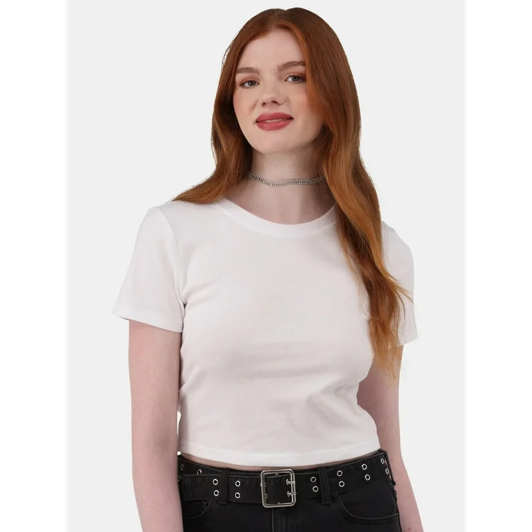 No Boundaries Crop Crew Tee, Women's - Walmart.com | Walmart (US)