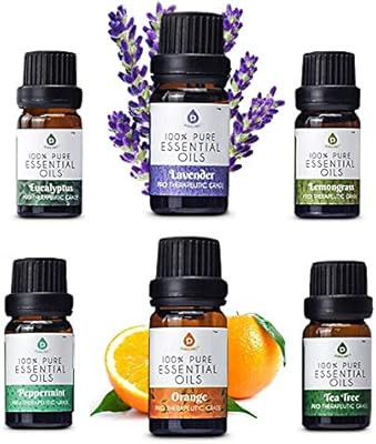 Pursonic 100% Pure Essential Aromatherapy Oils Gift Set-6 Pack , 10ML(Eucalyptus, Lavender, Lemon... | Amazon (US)