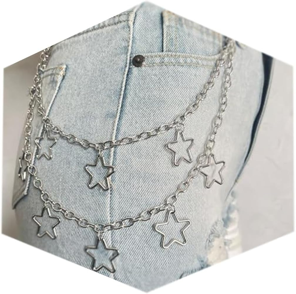 QWALIT Y2K Star Pants Chain for Men Jean Chains for Women Pocket Chain for Pants Biker Hip Punk C... | Amazon (US)