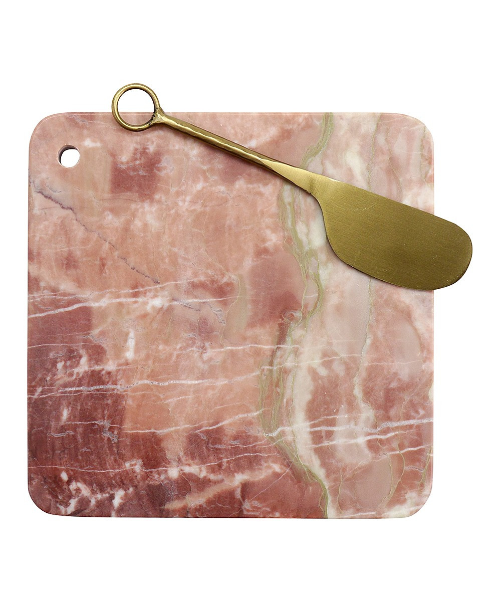 FLOOR | 9 Women's Serving Tray Pink - Pink Marble Square Board & Cheese Spreader Set | Zulily
