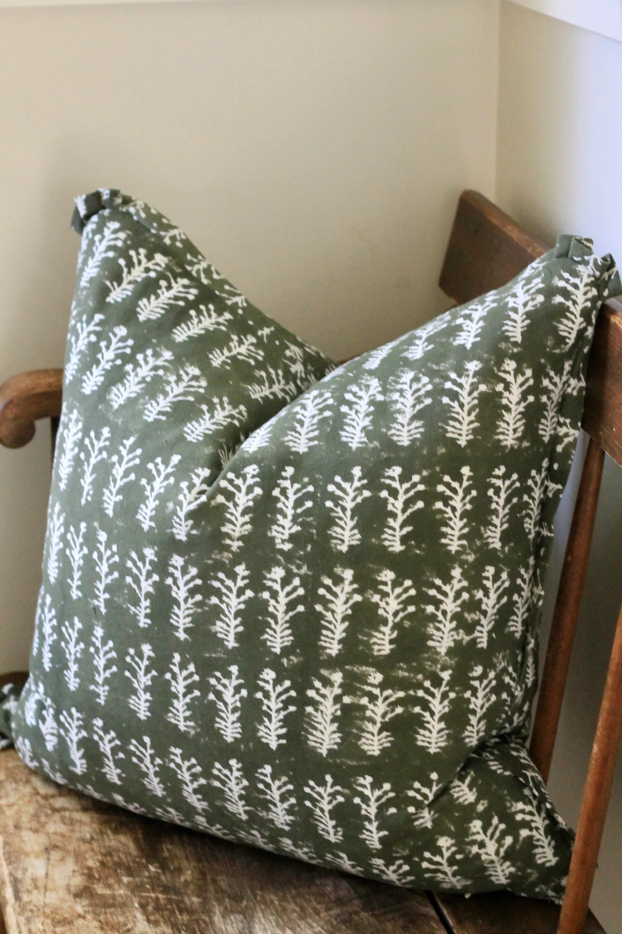 Sofia Green Block Print Pillows | 3 Sizes | JSH Home Essentials