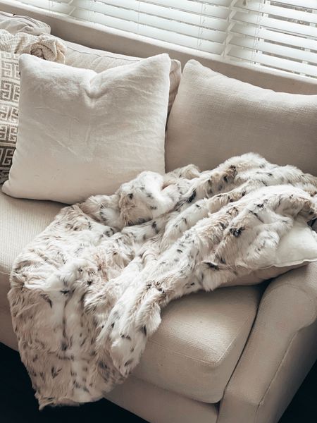 Grandin Road Faux Fur Throw Blanket in Snow Leopard - Back In Stock!! Neutral Cozy Home, Winter Style, #HollyJoAnneWHome

#LTKHoliday #LTKstyletip #LTKhome