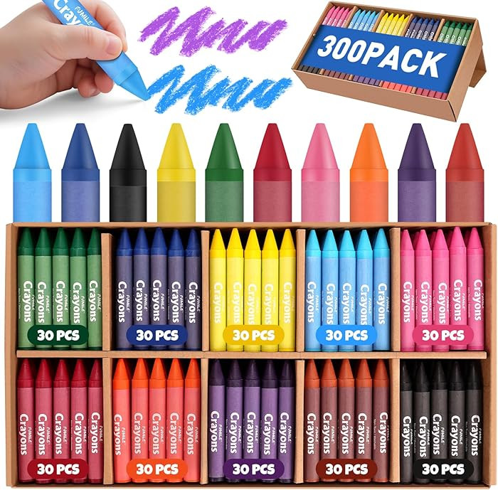 300 Pack Jumbo Crayons Bulk for Toddlers 1-3.10 Colors Washable Unbreakable Toddler Crayons for T... | Amazon (US)