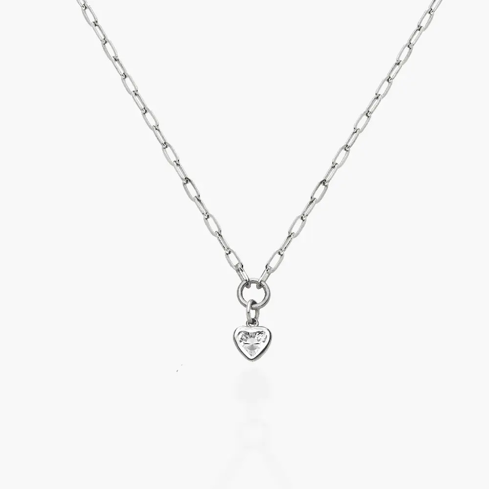 Te Amo 0.2 ct Heart Shape Diamond Necklace - Silver | Oak & Luna (US)