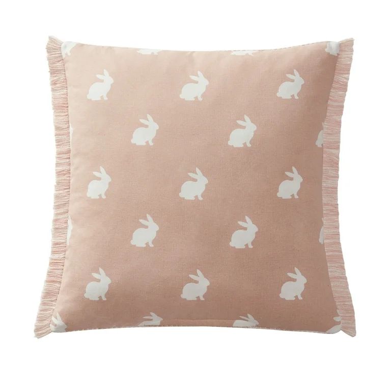 My Texas House Kailey 18" x 18" Blush Pink Bunny Cotton Decorative Pillow - Walmart.com | Walmart (US)