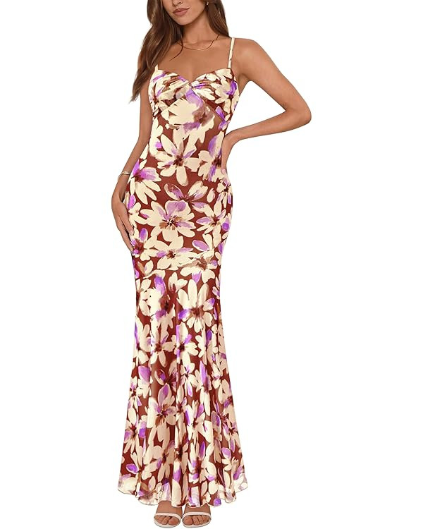 BTFBM Summer Dresses for Women 2026 Spaghetti Straps Sundress Twist Knot Mesh Mermaid Wedding Gue... | Amazon (US)