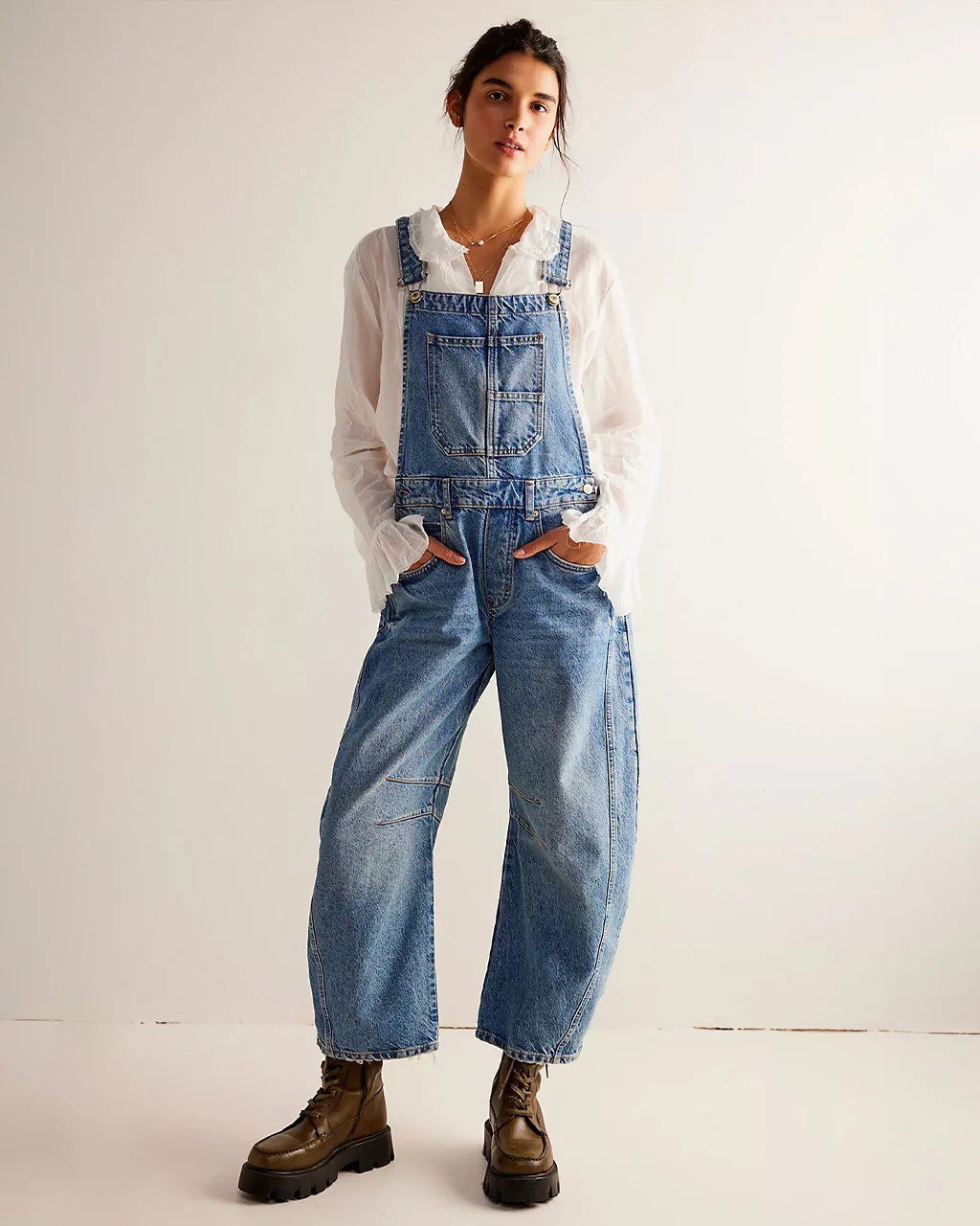 We The Free Good Luck Barrel Overalls - Ultra Light Beam | ban.do