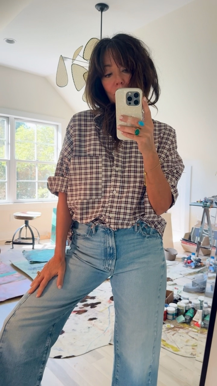 Love this everyday plaid shirt for fall!! So good and around $100 
Fav mother denim sold out but found more ⬇️

@Anthropologie

#LTKOver40 #LTKmomlife #LTKootd