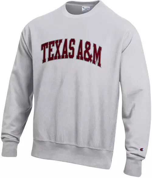 Champion Men's Texas A&M Aggies Grey Reverse Weave Crew Pullover Sweatshirt | Dick's Sporting Goo... | Dick's Sporting Goods