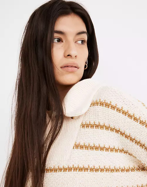 Canby Button Mockneck Sweater in Stripe | Madewell