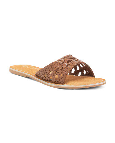Leather Dorset Flat Sandals For Women, Leather/Gold | TJ Maxx