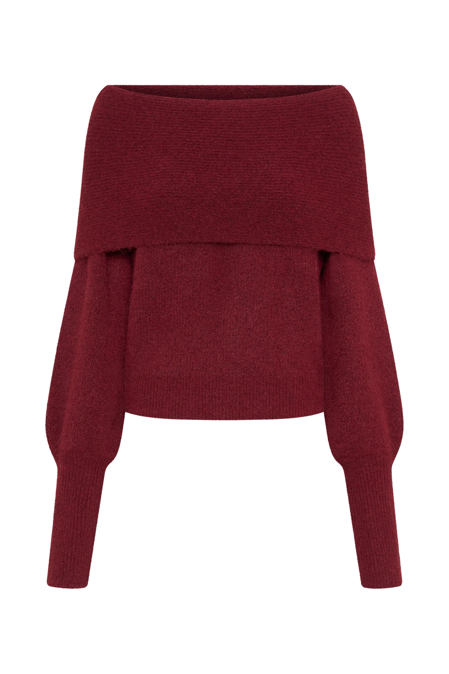 Charlotte Off Shoulder Knit Long Sleeve Top - Merlot | MESHKI US