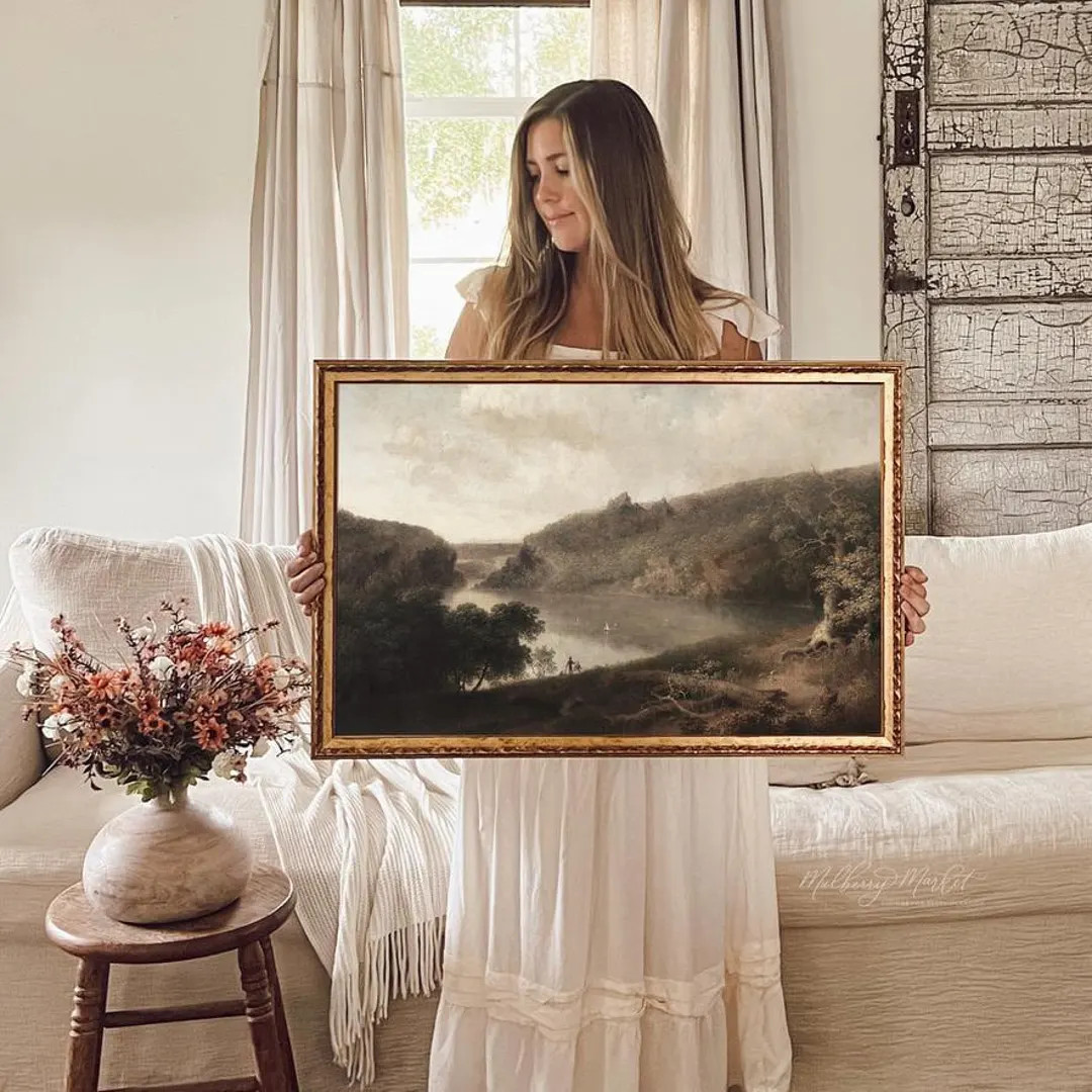 Vintage Summer Lake Painting, Vintage Wood Framed Art, Fine Art, Antique Art, Wood Framed Wall Ar... | Etsy (US)