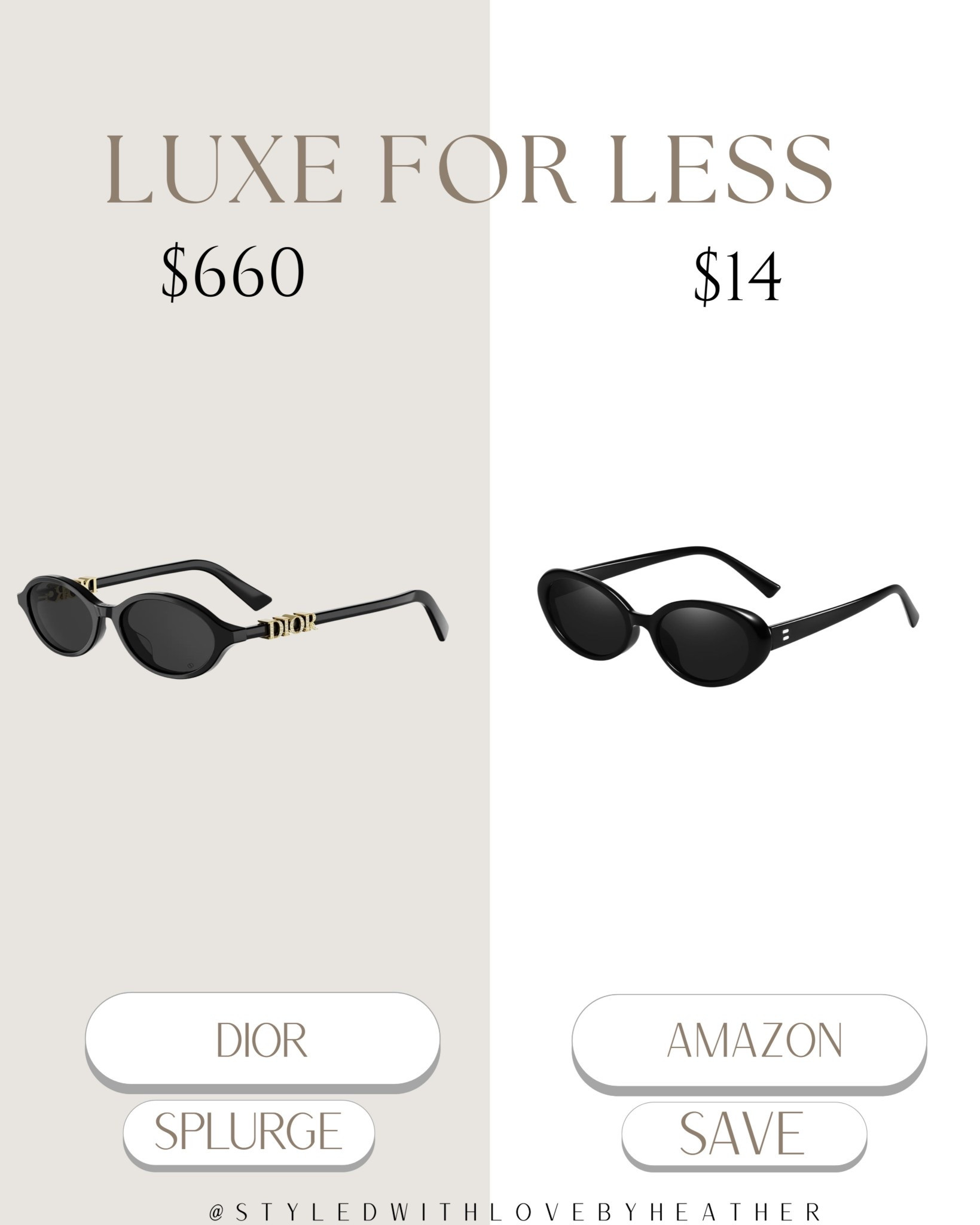 Dior look, Amazon price 😎✨

These classic oval sunnies are giving designer energy without the $600+ price tag… and this $14 find? She understood the assignment 👀

Chic, timeless, and the easiest way to elevate any outfit instantly—from beach days to coffee runs ☀️🖤

Save this for your next luxe-for-less moment & follow for more designer-inspired finds 🤍

Linked on my LTK before they sell out 💫
 

 #LTKootd #LTKSwim #LTKTravel