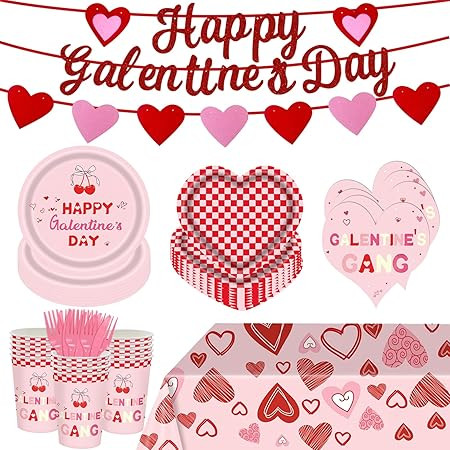144 Pcs Galentine's Day Party Supplies Set Happy Galentine's Day Tableware Set for 20 Guests Incl... | Amazon (US)